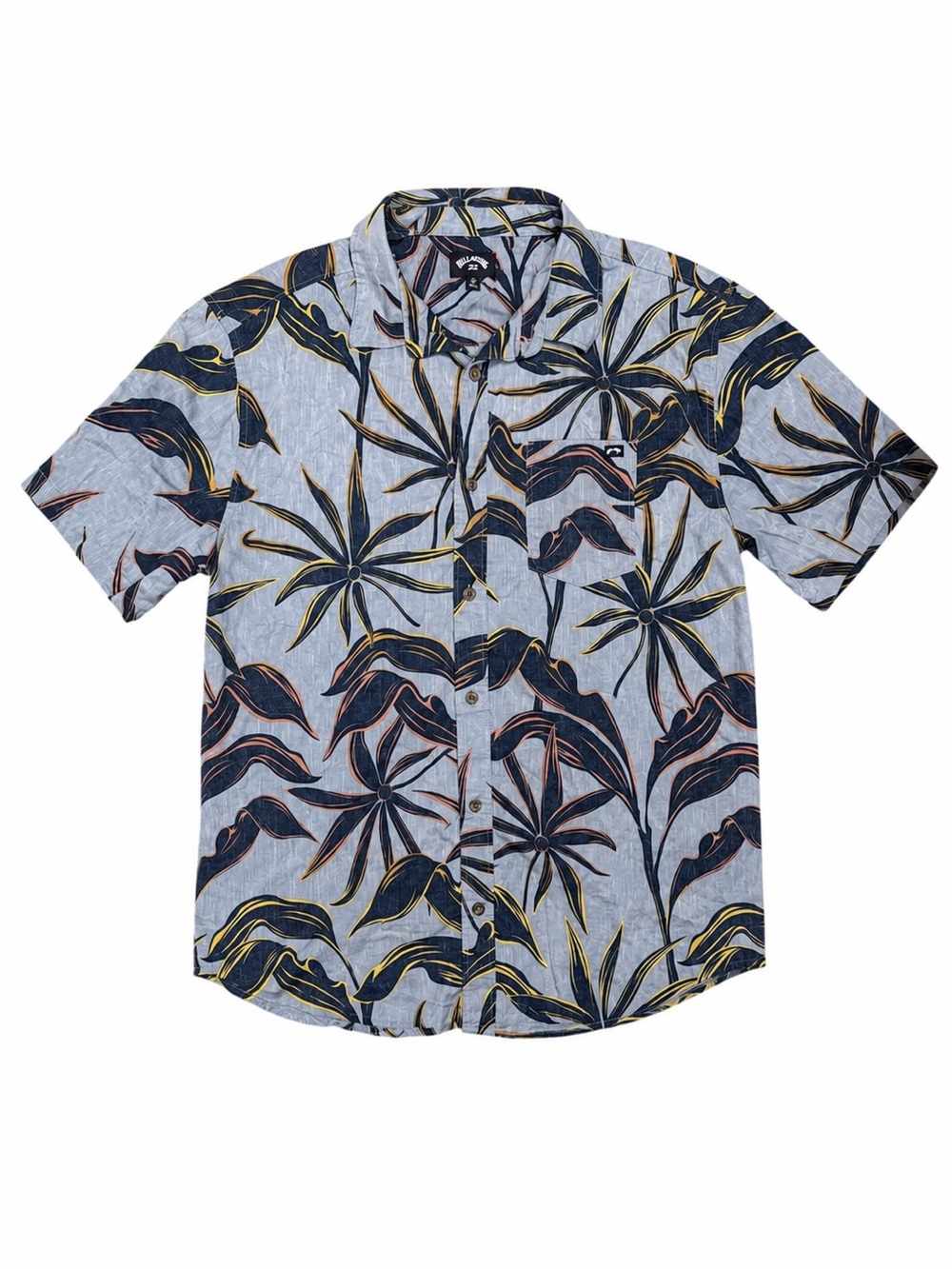 Billabong Tropical Floral Button Front Shirt Medium Hawaiian Camp Shirt